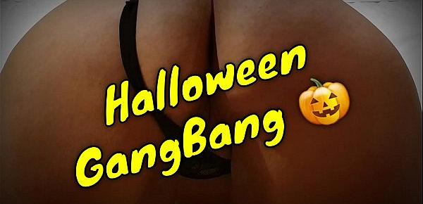  Gangbang on Halloween - I get wildly fucked in a hotel, anal and double penetration - promo video - Onlyfans.comninfaygolfo